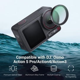 Osmo Action 5 Pro Action 4 Action 3 Black Mist 1/2 Filter, Black Mist 1/2 Filter for DJI Osmo Action 5 Pro Action 4 Action 3 Camera Combo, Multi Coated HD Optical Glass Filter with Wipe