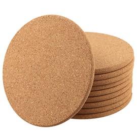 SOUJAP 10 PCS 19 cm Round Cork Coasters, Thick Cork Coaster for Drinks, Cork Plant Coasters for Hot Cup Drink Pan Plant