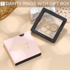 Adramata 3 Pieces Rings Women Gold 14 Carat Gold Filled Rings Set Stackable Thumb Ring Thin Finger Ring Simple Band Ring Engagement Rings Women's Gold Ring for Women Girls