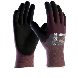 ATG 56-425/06 MaxiDry Glove, Knitted Cuff, 3/4 Coated, 1.3 mm Palm Thickness, 24 cm Length, Purple/Black/Grey, Size 06