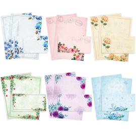 Stationary Paper and Envelopes Set Pack of 48 - Japanese Stationery Set Vintage Floral Letter Writing Paper - 8.5 x 11 Inch