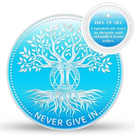 1 Year Sobriety Coin, Tree of Life Recovery Coin, Sobriety Coin Gift for Anniversary Month & Year for Men & Women in Recovery