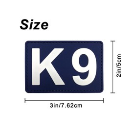 uuKen PVC Navy Blue K9 Dog Patch 3"x2" with Hook Fastener Back for Dog Collar Vest Harness Clothes Bags Backpacks