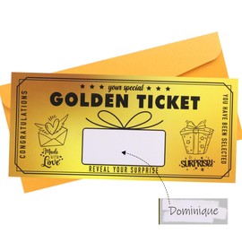 Golden Ticket Scratch Off Cards 1 Pieces, Scratch Card Reveal, Scratch Reveal Surprise Ticket for Writing Your Own for Birthday, Movie Voucher for Girlfriends Wives Friend Birthday Card