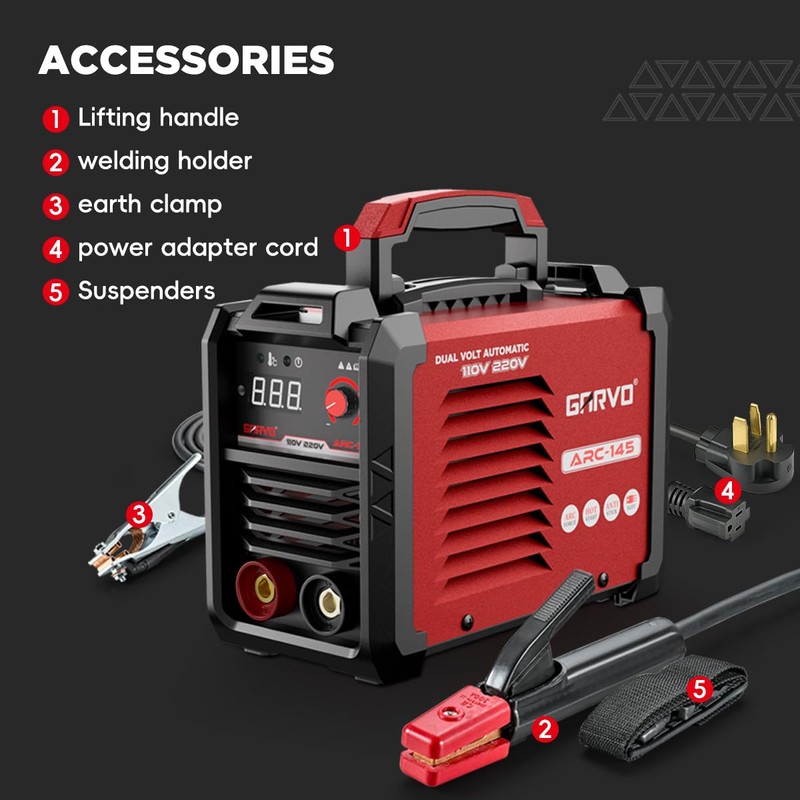GARVO 110V/220V Dual Voltage Portable Welding Machine,145Amp ARC Welder Mini