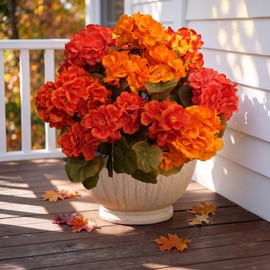 Artificial Flowers for Outdoor, UV Resistant Realistic Geranium Fake Flowers-Faux Flowers for Outdoor planters, Garden, Porch, Patio, Window Box Home Decor All Year Round (4, Mixed Color A)