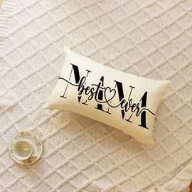 Ogiselestyle Best Nana Ever Throw Pillow Covers, 12 x 20 Inch Happy Mother's Day Grandma Gift Cushion Case for Sofa Couch