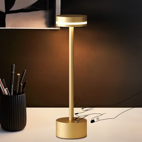 Modern LED Rechargeable Cordless Table Lamp with Touch Sensor, Aluminum