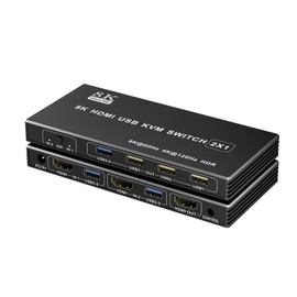 8K HDMI USB 3.0 KVM Switch 1 Monitor 2 Computers 8K@60Hz 4K@120Hz HDR,Two PCs Share one Monitor and 4 Port USB 3.0 for Keyboard,Mouse,Printer/Scanner,EDID/HDCP Adaptive for PC Laptop Mac