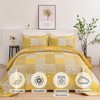 Mybedsoul Yellow Boho Quilt Set King Size,3 Pieces Plaid Floral