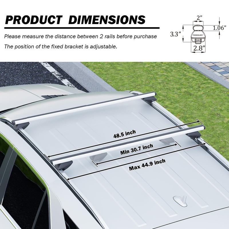 COWVIE 47 Inch Aluminum Roof Rack Cross Bars for Raised