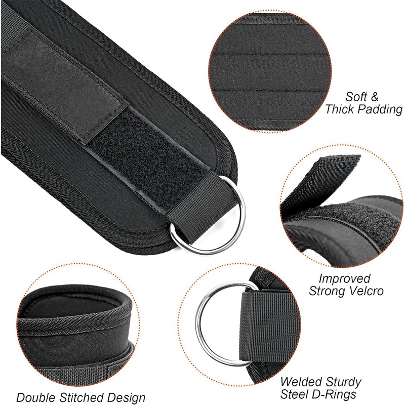 Ankle Straps (Pair) for Cable Machine Kickbacks Resistance Bands Glute