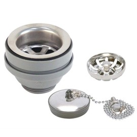 Ambassador Marine Straight Sink Drain with Brushed Finish, 1 1/4-Inch Thread and Strainer Basket