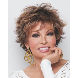 Voltage Large Cap Wig Color R23S+ GLAZED VANILLA - Raquel Welch Wigs Short Textured Layers Wispy Bangs Synthetic Women's Memory Capless Flared Neckline
