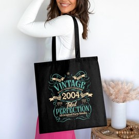DCG PRINTWEAR Born in 2004 “21 Today” Canvas Tote Bag – 21st Birthday Gift for Men & Women | Reusable Party Favor, Grocery, Beach & Book Bag | Eco‑Friendly Keepsake