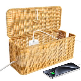 Cable Box, Cable Management Box, Cable Organiser Box, Nordic Pastoral Style Desktop Cable Management Box, Hidden Desk, Home Office Socket Box, 31.5 x 13 x 13 cm