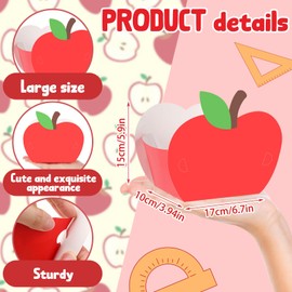 24 Pcs Apple Shaped Gift Box Bulk Back to School Candy Goodie Container 6.7 x 3.94 Inch Teacher Appreciation Paper Gift Box for Funny Classroom, School Homecoming Party Favor Supplies(Classic)