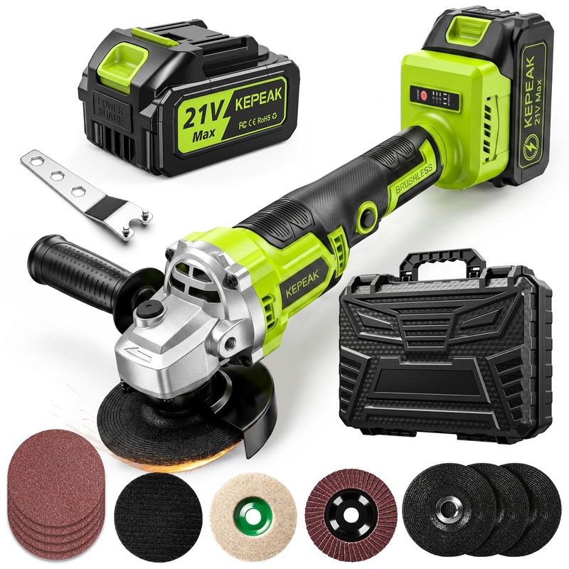 Cordless Angle Grinder, 4-1/2 Inch 3-Speed Brushless Power Grinder with