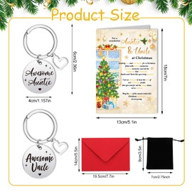 HOWAF Auntie and Uncle Christmas Card, Christmas Card for Auntie & Uncle, Aunt and Uncle Christmas Card, Aunty and Uncle Christmas Card with Christmas Keyring, Auntie and Uncle Gifts for Christmas