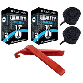 PAIR 16" Baldwins Cycle/Bike Inner Tubes 16" x 1.75 to 2.125 (Fits any 1.75, 1.85, 1.90, 1.95, 2.0, 2.10, 2.125) Schrader/Car Type Valves & BALDY'S TYRE LEVERS