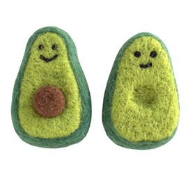 Avocado Felted Food Shapes- SET Of 2 PIECES- Pretend Play- Home Decor, DIY Craft, Tiered Tray, Gift- 100% Wool Felt- Approx. 2.5" x 1.75"