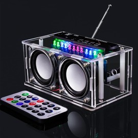 EIELE Multifunction Bluetooth Speaker FM Radio AUX Playback TF Playback Acoustic Level Indicator Dual Channel Speaker Soldering Kit Soldering Practice Kit Educational Transparent Speaker