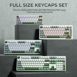 OHY XVX Shine Through Keycaps -133 Keys Cherry Profile Double Shot PBT Keycaps Compatible for 60%/75%/100% Retro Gaming Mechanical Keyboard-Milk Grass Green