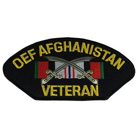 OEF Afghanistan Veteran W/Ribbon and Crossed Scimitar Patch - Multi-Colored - Veteran Owned Business