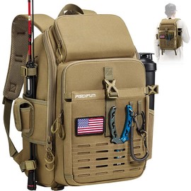 Piscifun Fishing Backpack with Rod & Gear Holder - Color: Khaki