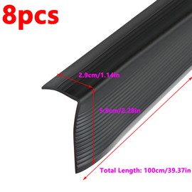 Antrader Stair Edge Protector Rubber,Vinyl Rubber Stair Edge Anti-Slip Strips,8Pcs Stair Nosing Vinyl Stair Nose Rubber Stair Edging Self Adhesive Staircase Step Edge Protector Stair Edge Trim,Black