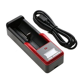 Battery Charger Compatible with 18650 26650 18490 17335 (More Model No Ref Desc) with Micro USB Cable (1 Slot Charger)