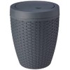 Addis Faux Rattan Round Swing Lid Bathroom Bin, Charcoal, 517488