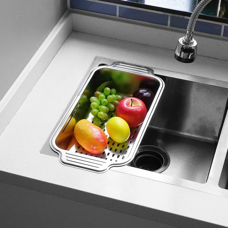LUEXBOX Expandable Dish Drying Rack Over The Sink, Stainless Steel