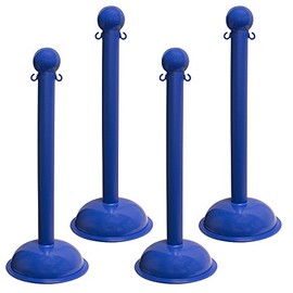 Mr. Chain Heavy-Duty Stanchion, Blue, 41-Inch Height, 3-Inch Diameter Pole, Pack of 4 (99906-4)