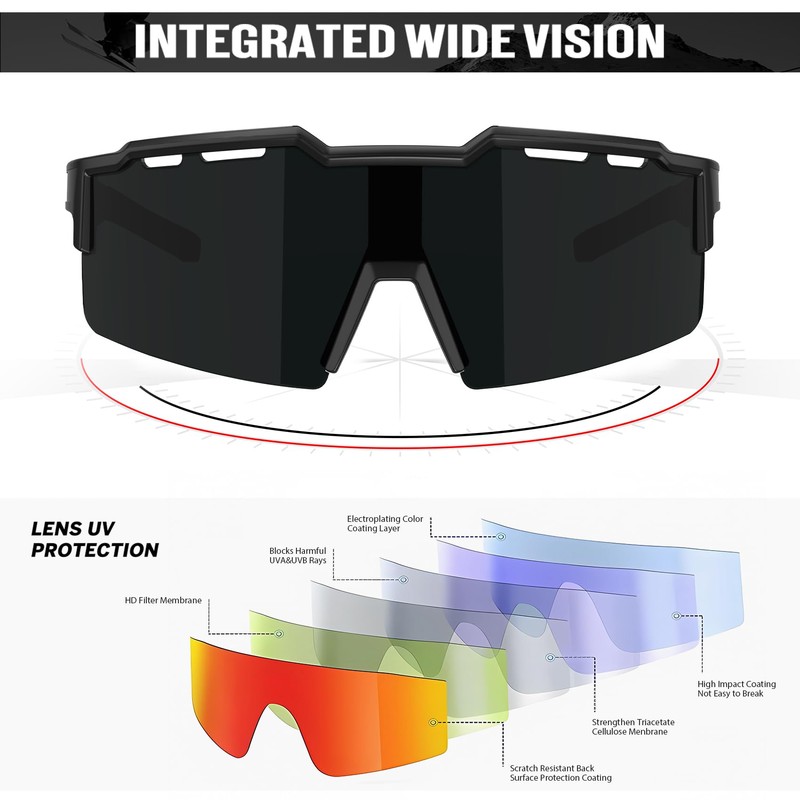 KALIYADI Polarized Sport-Sunglasses-Men Cycling Sunlasses: Lightweight Running Sun Glasses UV400