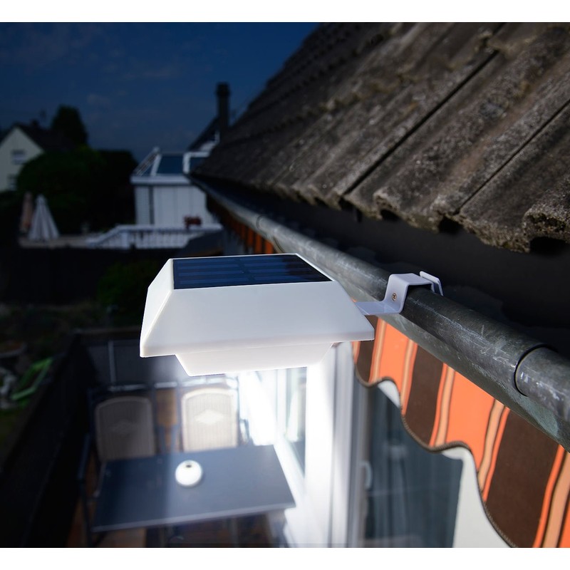 Lunartec Outdoor Garden Lighting: Solar LED Gutter Light with PIR