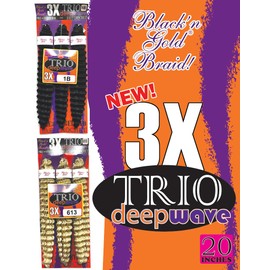 3X TRIO DEEPWAVE 20" (3 PACK) SYNTHETIC HAIR FOR CROCHET BRAIDING (#T1B/27 OFF BLACK/STRWBRRY BLONDE)