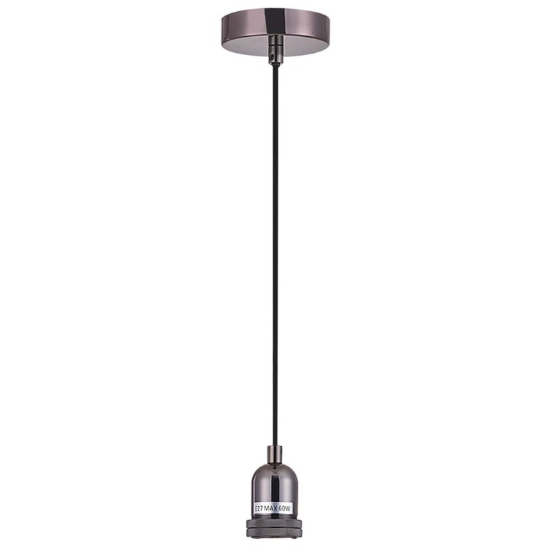 Black Nickel Ceiling Pendant Light Fitting, Twisted Braided Flex,E27 Lamp