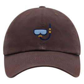 JPAK Snorkel Premium Dad Hat Embroidered Baseball Cap Diving Ocean Brown