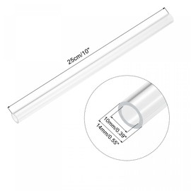 sourcing map Acrylic Pipe Clear Rigid Round Tube 10mm ID 14mm OD 10" for Lamps and Lanterns, Water Cooling System 2pcs