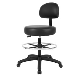 Chair Master Adjustable Chair/Stool for Exam Rooms, Labs, Doctor and Dentist Offices. Easy to Clean! 24"-34" Seat Height. 18" Foot Ring (Standard Nylon, Black)