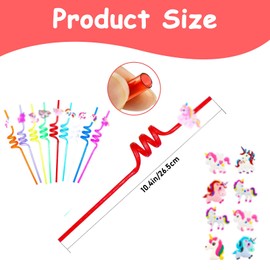 Gloryit Reusable Straws, Pack of 10 Plastic Straws for Children from 4-12 Years, Plastic Straws for Children's Birthday Party Decoration, Magic Horse Plastic Straws