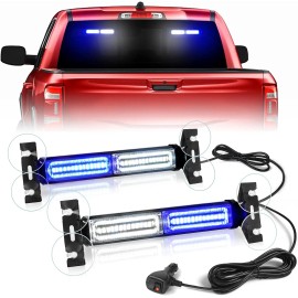 Emergency Strobe Traffic Light Bar 40LED Dash Safety Flashing Front/Rear Windshield Visor Light for TrucksLight Color: white, Rated Power: 40, Beam Angle: Spot