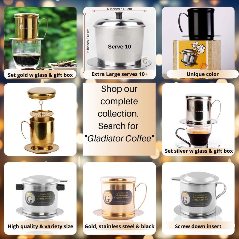 Vietnamese coffee maker filter set, French press style pour-over coffee