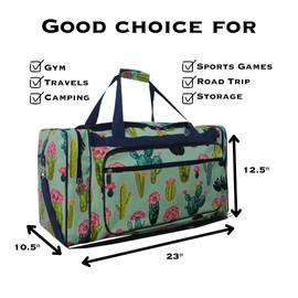 NGIL Canvas 23" inch Duffle Bag (Cute Cactus-Navy)