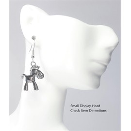 Standing Horse – Plain – Smooth - 25x20mm - Silver alloy charm dangle earrings. Hypoallergenic Stainless-Steel Fishhooks or Ball Post Earrings Optional