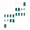 24 Pcs Dark Green Coffin Press on Nails Medium Fake
