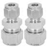 2pcs Compression Tube Fitting Adapter Stainless Steel Double Ferrule Joint