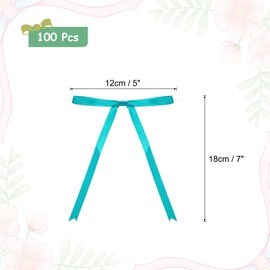 MECCANIXITY 100 Pcs 5x7" Twist Tie Bows Satin Ribbon Bows Wrapping Bows for Craft DIY Sewing Wedding Decor Birthday Party Treat Bags Fresh Blue