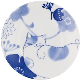 Ceramic Indigo Nohon Cat Small Plate Sora